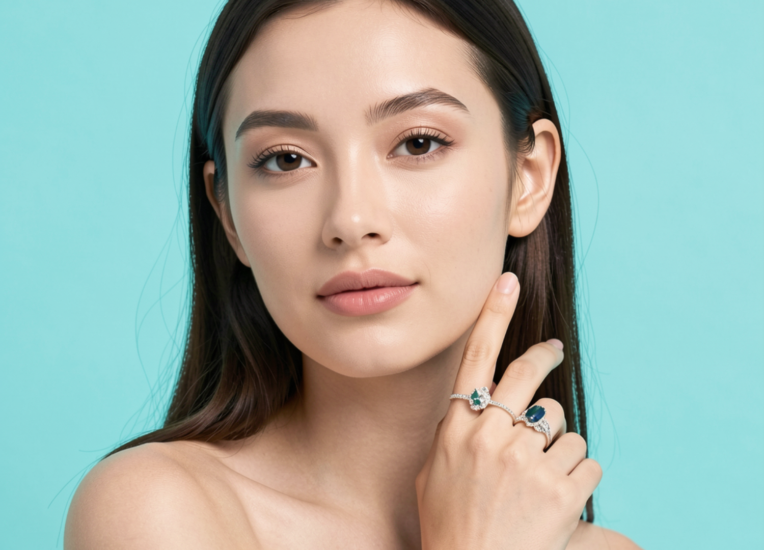 Model wearing adenis jewrlry