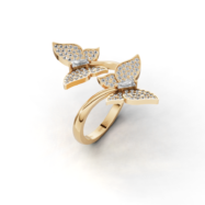 18K Gold Double Butterfly Diamond Ring (Customizable)