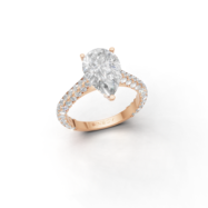 18K Gold Pear and Round Diamond Ring