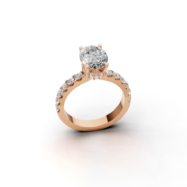 18K Gold Oval and Round Diamond Ring
