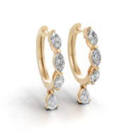 18K Gold Marquise and Pear Diamond Earrings