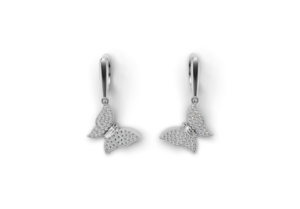 18K Gold Baguette and Round Diamond Earrings