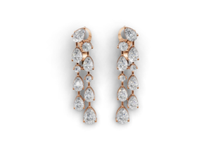 18K Gold Pear Diamond Drop Earrings