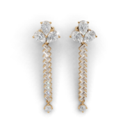 18K Gold Pear and Baguette Diamond Earrings