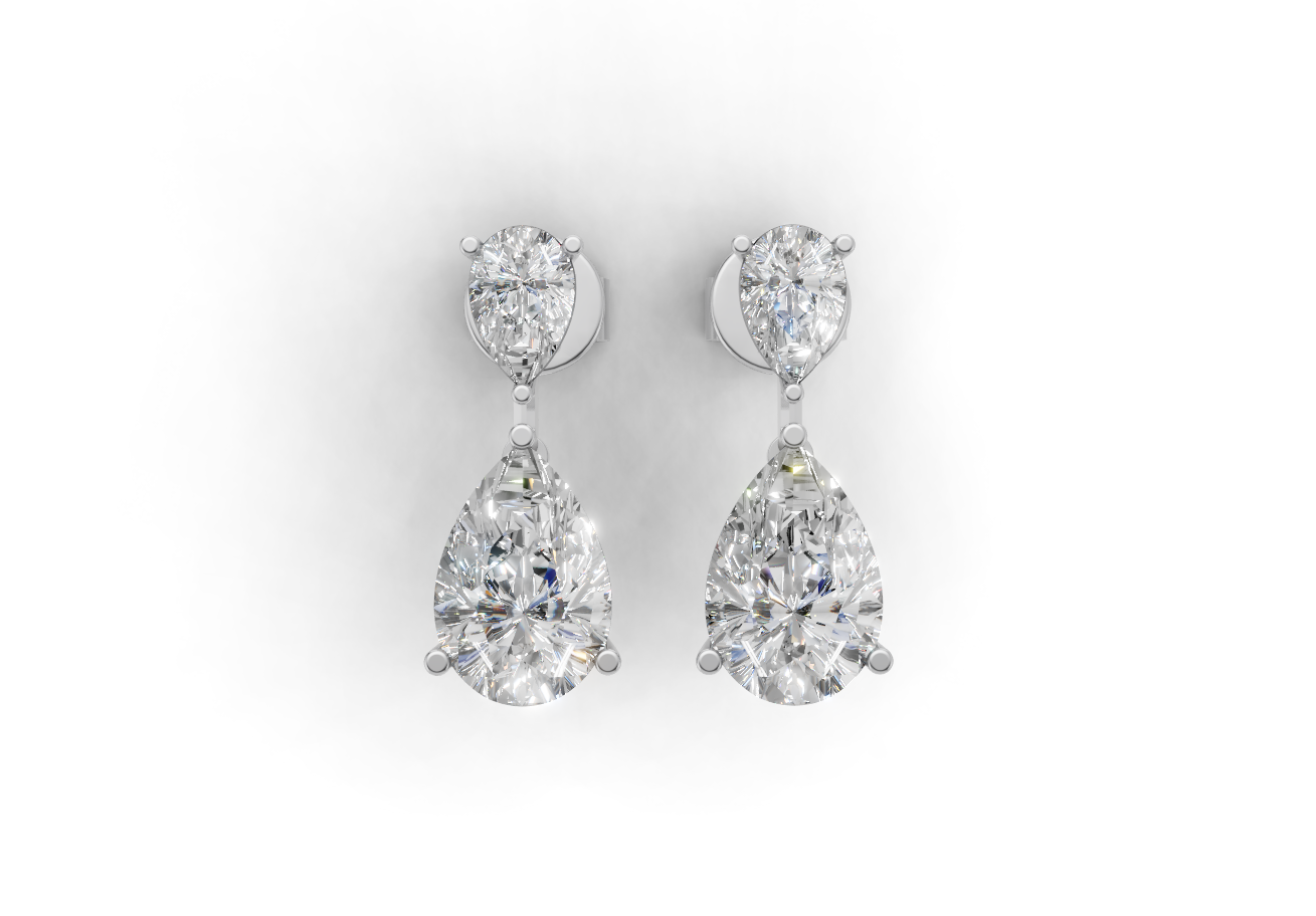 18K Gold Pear Diamond Earrings – 3.74CT