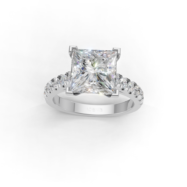 AD-RG-DIA033 — Princess Solitaire Pavé Engagement Ring
