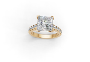 AD-RG-DIA033 — Princess Solitaire Pavé Engagement Ring