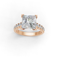 AD-RG-DIA033 — Princess Solitaire Pavé Engagement Ring