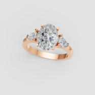 18K Gold Oval and Pear Diamond Ring