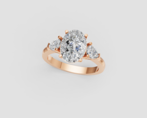 18K Gold Oval and Pear Diamond Ring