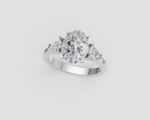 18K Gold Oval and Pear Diamond Ring