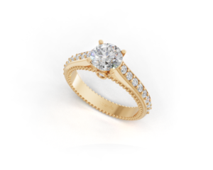 18K Gold Round Diamond Ring – 1.20CT