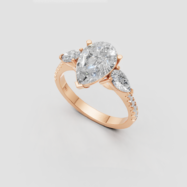 18K Gold Pear Shape Diamond Ring (Customizable)