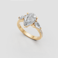 18K Gold Pear Shape Diamond Ring (Customizable)