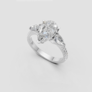18K Gold Pear Shape Diamond Ring (Customizable)